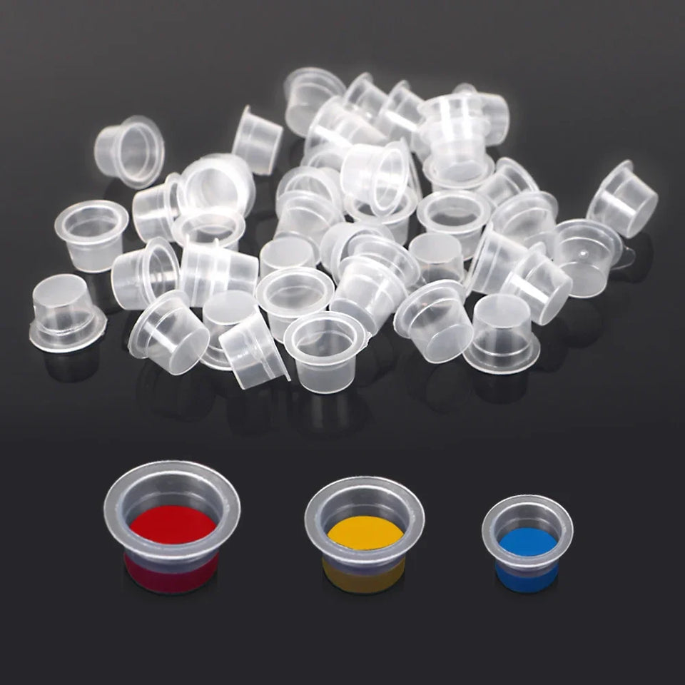 100pcs Tattoo Ink Pigment Cup Large Medium Small Ring Color Permanent Makeup Microblading Cap Lip Eyebrow Supplies Color Cream