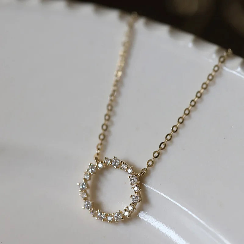 Jkeli S925 Necklace with Full Diamond Circle