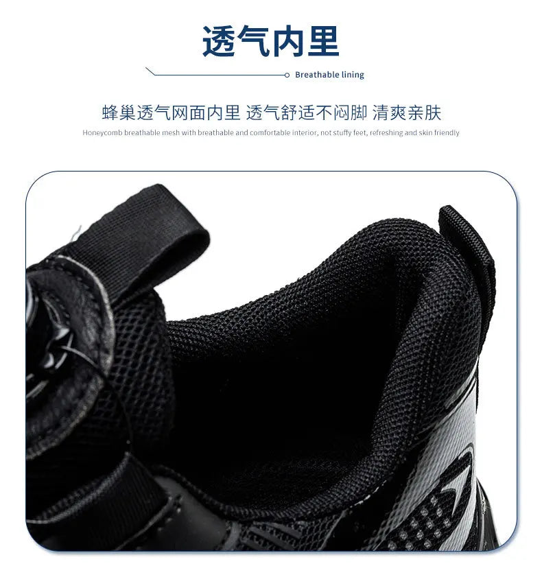 Rotating Button Men Safety Shoes Protective Sneakers Steel Toe Cap Anti-smash Work Shoes Fashion Indestructible Boots Security