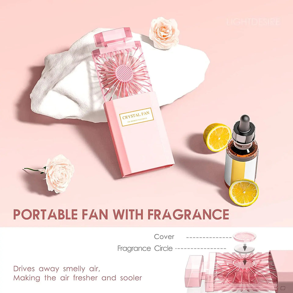 Cute Mini Portable Crystal Fan