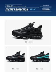 Rotating Button Men Safety Shoes Protective Sneakers Steel Toe Cap Anti-smash Work Shoes Fashion Indestructible Boots Security