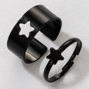 Vintage Simple Animal Butterlfly Star Moon Heart Open Rings for Women Girls Gothic Jewelry Punk Black Couple Ring Set