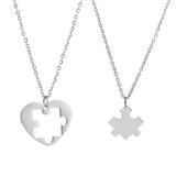 Puzzle Heart Matching Pendant Couple Paired Necklace for Lovers Best Friends Women Men Hip Hop Sweater Chain Trendy Collar