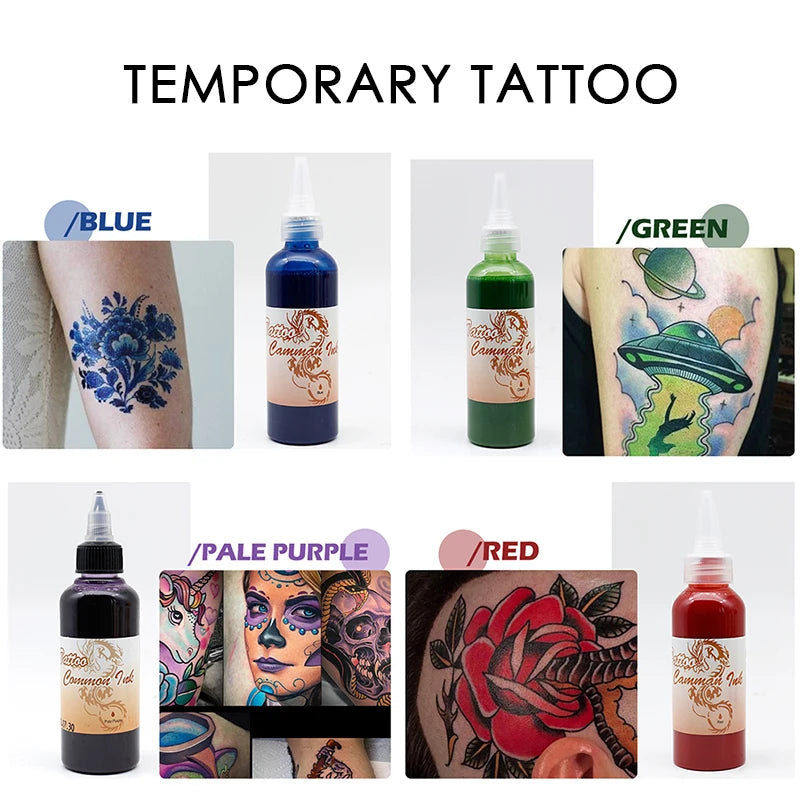 100ml Temporary Tattoos Ink Semi Permanent Airbrush Fake Common Ink For Body Art Gloss Tint Paint Beauty Pigment Makeup Supplies