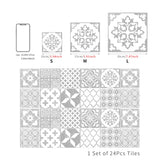 24 Pieces Retro Mandala Wall Stickers Kitchen Self-Adhesive Waterproof Tile Stickers Bathroom Decor Moroccan Pvc Decal Art Mural