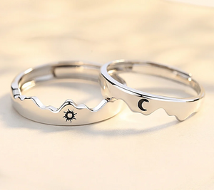 Sun Moon Couple Rings Open Adjustable Ring Eachother Lover Couple Rings Wedding Jewlery Ring Friends Gift Fit for Most Women Men