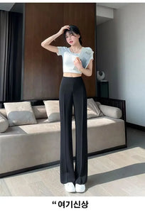 Long Clothing High Waist Flare Trousers for Woman Black Zipper Women's Pants G Elastic Casual Autumn Original Cotton Outfits 90s