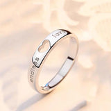 Zircon Love Heart Couple Rings for Women Men Lover Jewelry Silver Color Letter Ring Valentine's Day Girlfriends Gift