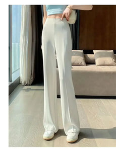 Long Clothing High Waist Flare Trousers for Woman Black Zipper Women's Pants G Elastic Casual Autumn Original Cotton Outfits 90s