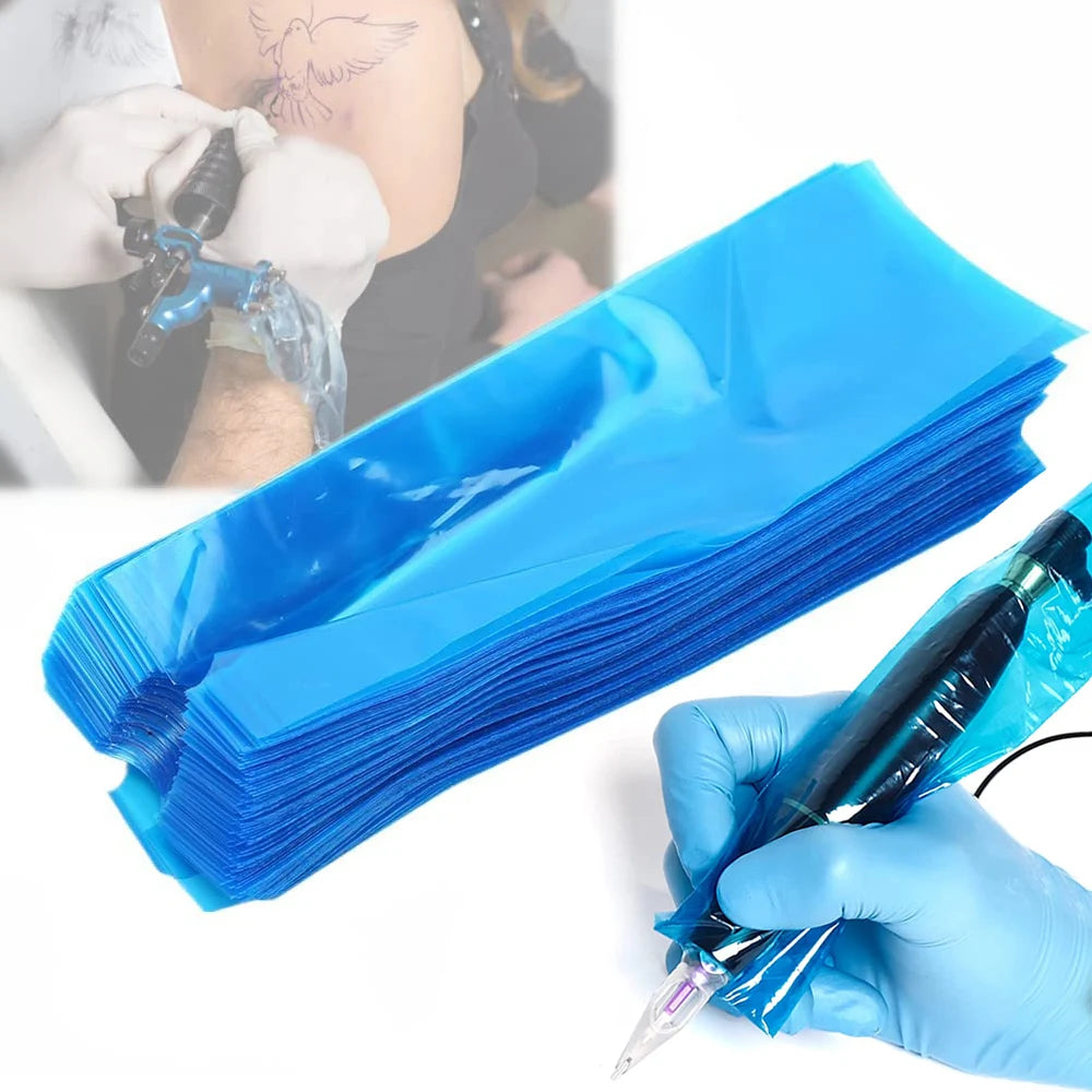 50/100Pcs Disposable Tattoo Pen Bags Machine Cover Sleeves Plastic Clip Cord Permanent Makeup Body Art Dustproof Tattoo Supplies