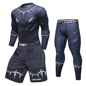 Compression Shirt Black Panther Spider Fitness Winter Soldier Gym Workout MMA Rashguard BJJ Men Jiu Jitsu Running Jogging Set