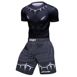 Compression Shirt Black Panther Spider Fitness Winter Soldier Gym Workout MMA Rashguard BJJ Men Jiu Jitsu Running Jogging Set