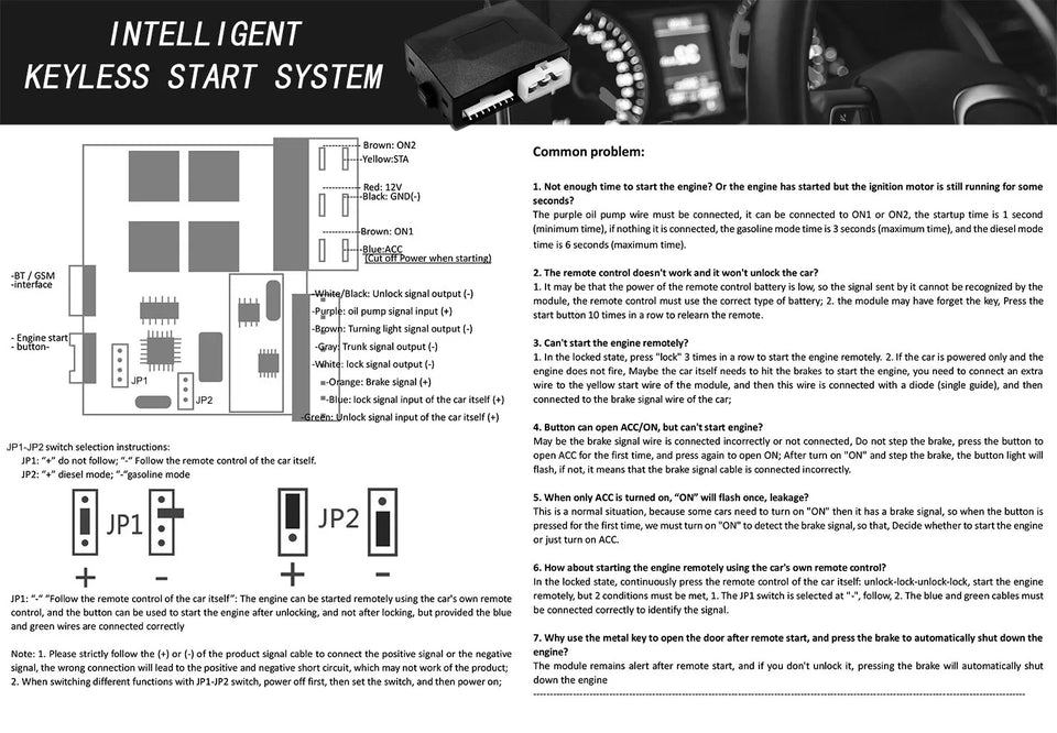 Universal Car Alarm Autostart Push One Button Start Stop System Remote start Engine Ignition Kit Keyless Entry Car Accessories