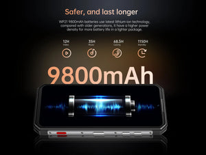 Oukitel WP21 Rugged Cell Phone Night Vision, 9800 mAh, Mobile phone 12GB+256GB, 64MP Camera, Smartphone 66W,120 Hz Helio G99