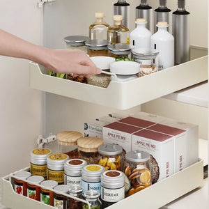 Pull Out Cabinet Organizer Fixed With Damping Guide Heavy Duty Noiseless Sliding Drawer For Kitchen 12.2"Wx16.9"Dx2.75"H