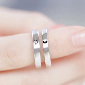 Simple Moon Sun Couple Rings For Lover's Black Stainless Steel Women Men Wedding Ring Valentine's Day Gifts