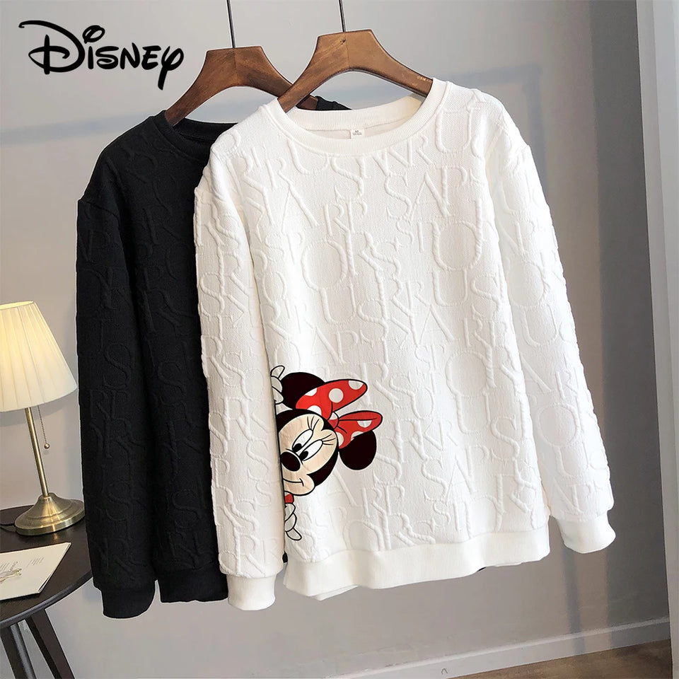 Disney 2024 Anime Cute Mickey Mouse Print Loose Sweatshirt Spring Autumn Cartoon Pullover Top Clothing