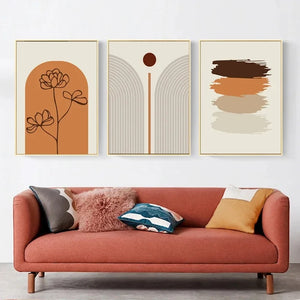 Abstract Orange Wall Art Poster Desert Flower Oil Painting and Printmaking Indoor Living Room Home Decoration Wall Painting