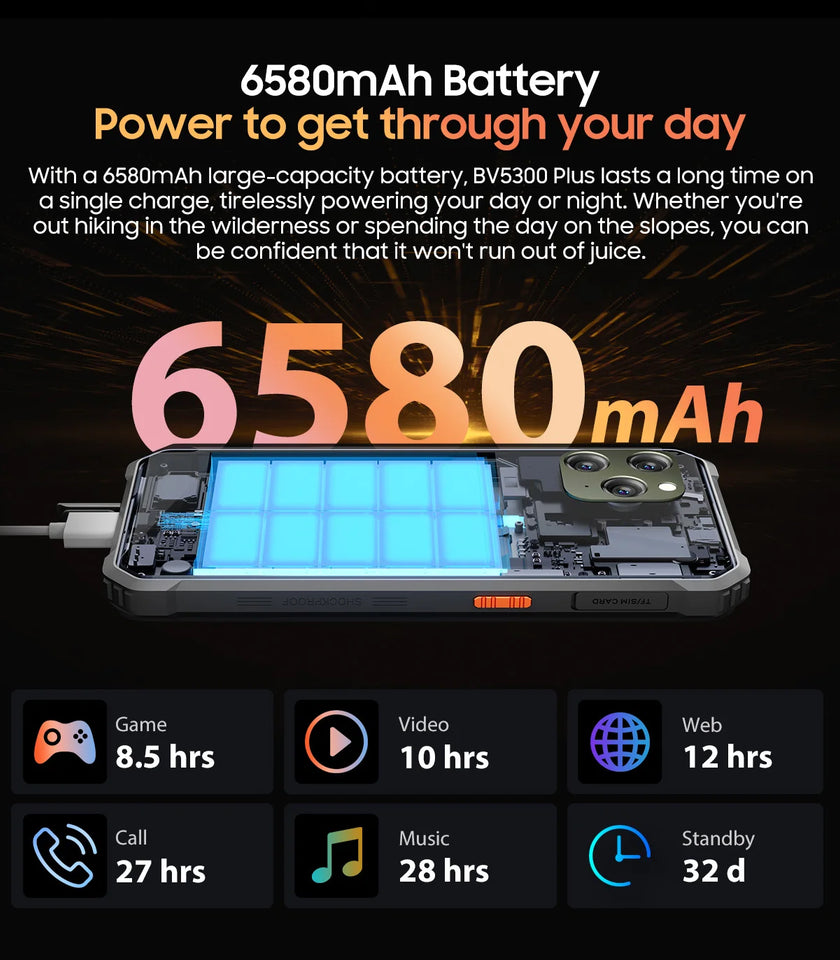 Blackview BV5300 Plus Rugged Smartphone 6.1'' HD Display Octa-core G72 8GB 128GB Mobile Phone 13MP 6580mAh Cellphone Android 13