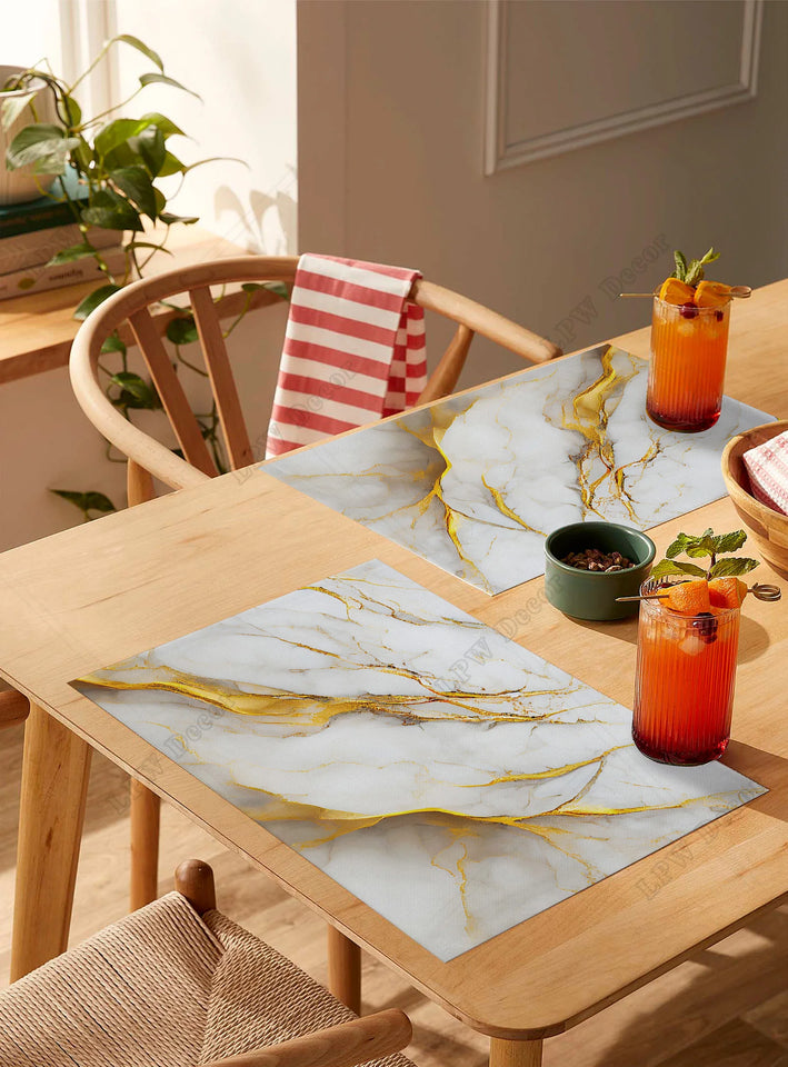 4/6 Pcs Placemat Marble Texture White Kitchen Placemat Easter Coffee Dining Table Mats Coaster Pad