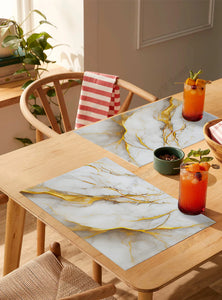 4/6 Pcs Placemat Marble Texture White Kitchen Placemat Easter Coffee Dining Table Mats Coaster Pad