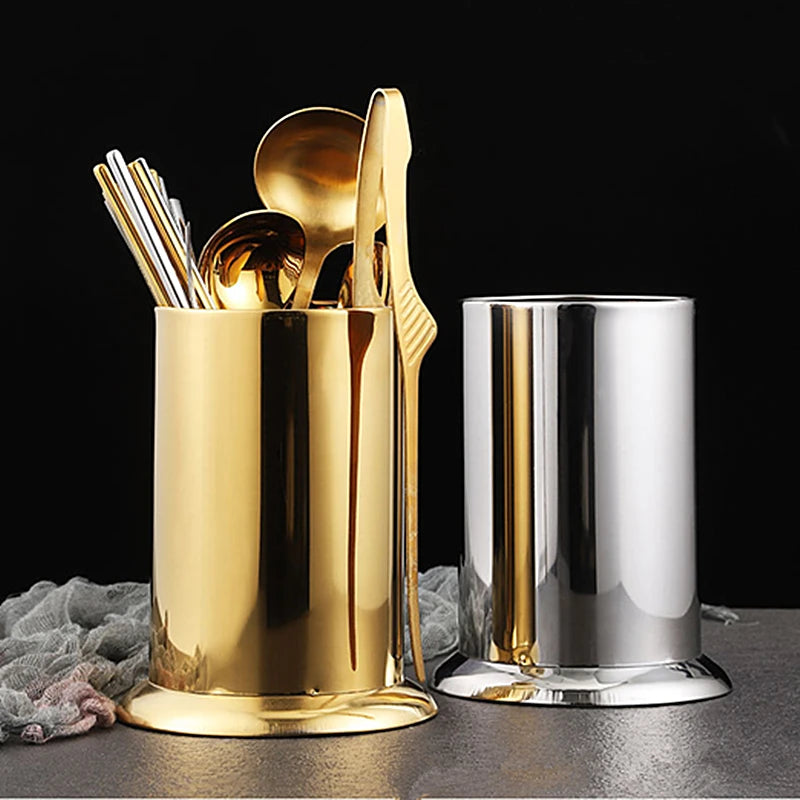 Stainless Steel Golden Chopstick Rack Cutlery  Holder Tableware Organizer Household Spoon Storage Container Kitchen Accessories