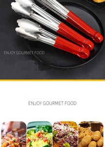 9/12/14 Inches Stainless Steel Kitchen BBQ Food Tongs Anti-Scald Handle Buffet Steak Barbecue Clip Bread Clamp Cooking Utensils