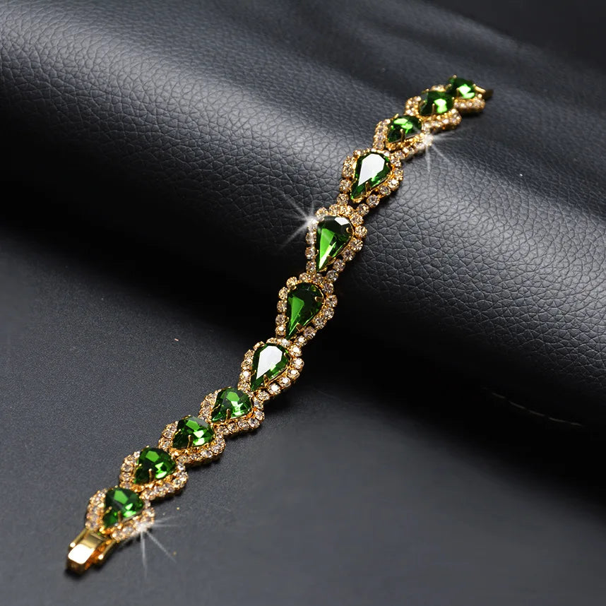 Korean Luxury Blue Topaz 18K Gold Bracelet