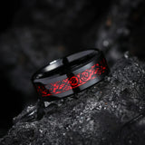 Fashion Couple Rings Romantic Women Heart Red Rhinestones Zircon Ring Men Stainless Steel CCeltic Dragon Rings Wedding Jewelry