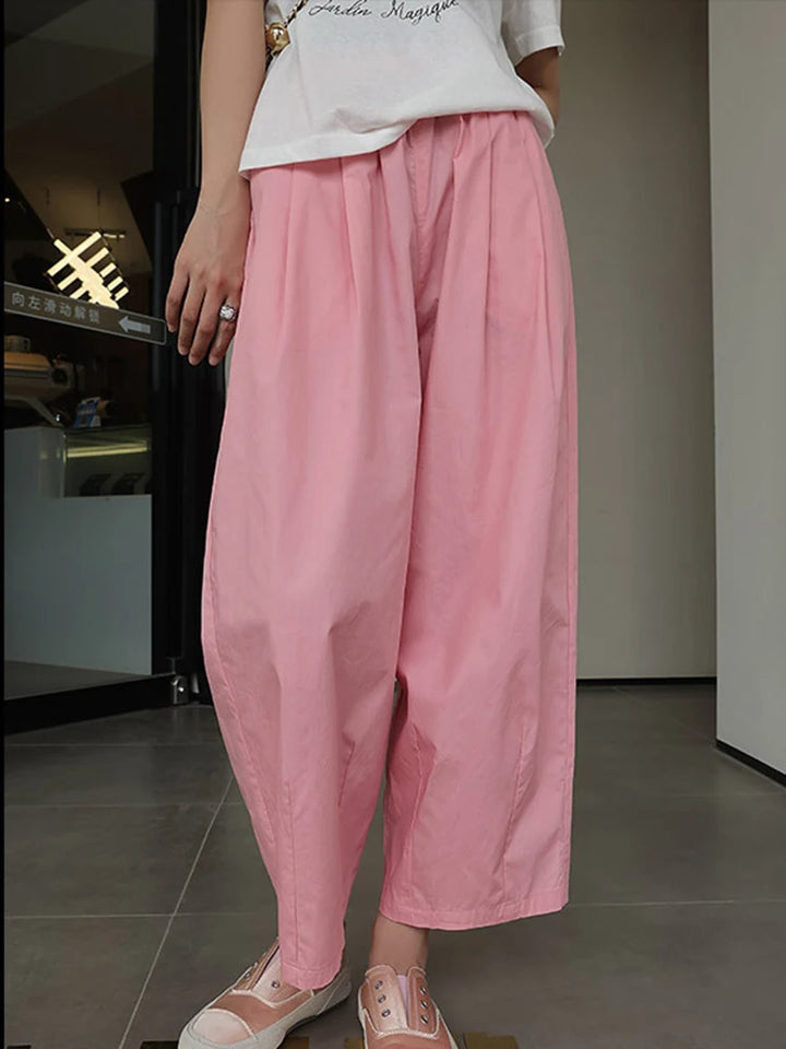 [LANMREM] Minimal Elastic High Waist Wide Leg Pants For Women Solid Straight Loose Trousers Fashion Clothing 2024 Spring New