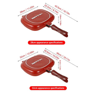 28/32cm Double Side Grill Fry Pan Cookware Stainless Steel Double Face Pan Steak Fry Pan Kitchen Accessories Cooking Tool