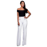 casual high waist long pants women office lady slim shirts & blouses wild pantalones clothing elegant Button straight leg pants