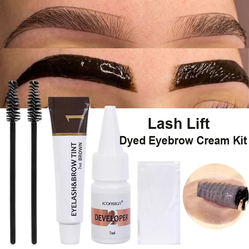 Semi Permanent Dye Eyebrow Gel Makeup 2 in 1 Waterproof Fast Tint Easy Black Brown Lifting Lash Eyebrow Enhancer Tattoo Pigment