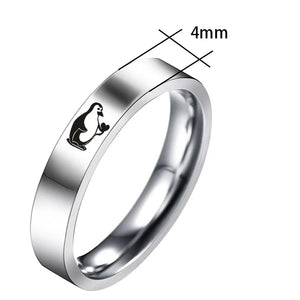 Stainless Steel Little Penguin Ring  Penguin Hand Heart Gesture Couple Rings For Men Women Hand Jewelry YLQ10077