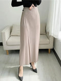 Pleats Women Pleated Solid Color Ankle-length Pants Elastic Waist Wide Leg Straight Female Trsouser Loose 2024 Summer Clothing