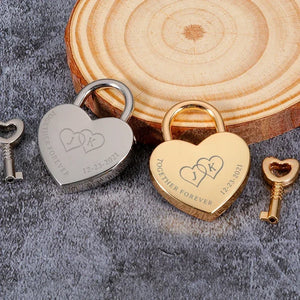 Personalised Heart Padlock Customized Initials Love Lock with Key Couple Valentine's Day Honeymoon Travel Lock Gifts for Him Her