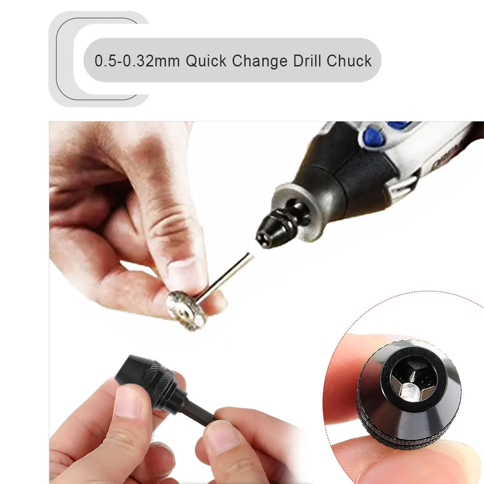 Multi Quick Change Keyless Chuck Universal Chuck Replacement for Dremel 4486 Rotary Tools Drill Accessories 0.4-3.2MM Faster Bit