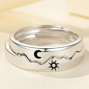 Sun Moon Couple Rings Open Adjustable Ring Eachother Lover Couple Rings Wedding Jewlery Ring Friends Gift Fit for Most Women Men