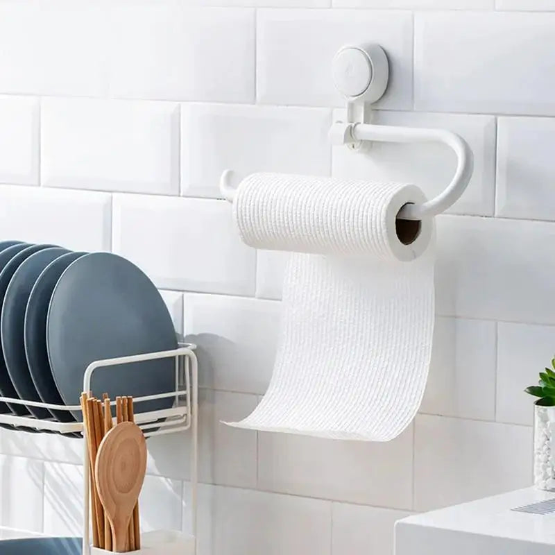 Multi-function Bathroom Towel Paper Roll Rack Vacuum Suction Cup Kitchen Bathroom Holder