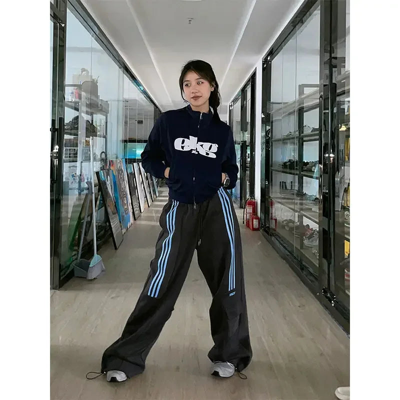 American retro lazy wide leg pants women loose casual sports sweatpants floor mopping pants trendy y2k pants women clothing