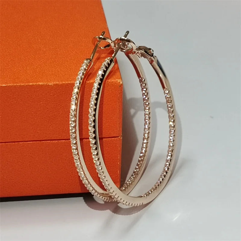 Senlissi Diamond Hoop Earrings 925 Silver