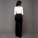 casual high waist long pants women office lady slim shirts & blouses wild pantalones clothing elegant Button straight leg pants