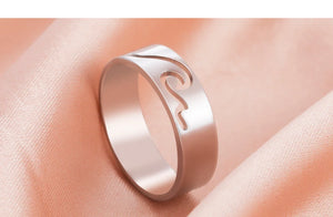 COOLTIME Simple Sea Wave Couple Rings 2024 Trend Ocean Surf Stainless Steel Paired Rings for Women Men Wedding Birthday Jewelry