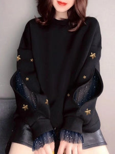 Top Black Pullovers Women's Sweatshirt Round Neck Woman Clothing 90s Vintage Warm Harajuku Fashion New in Trend Casual Basic Xxl