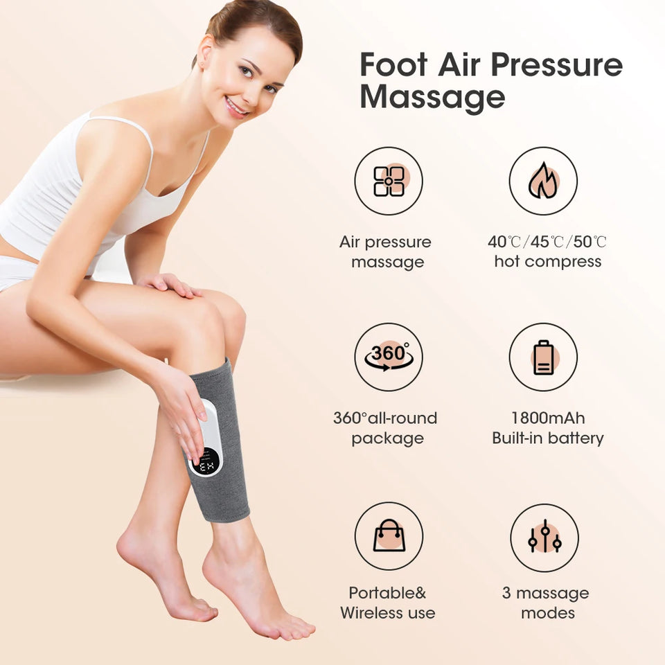 Wireless Air Pressure Calf Massager Presotherapy Machine 3 Mode Leg Muscle Relaxation Promote Blood Circulation Relieve Pain