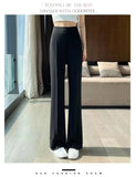 Long Clothing High Waist Flare Trousers for Woman Black Zipper Women's Pants G Elastic Casual Autumn Original Cotton Outfits 90s